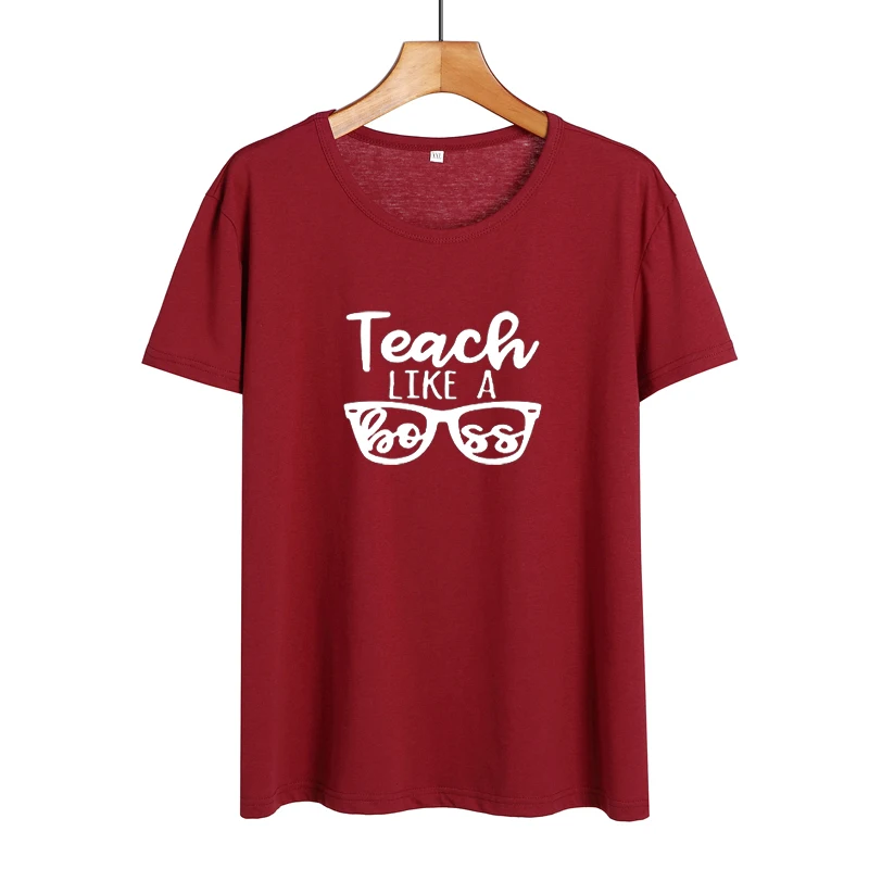 Футболка Teach Like A Boss Женская летняя хлопковая Teacher забавная футболка черного и