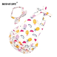 baby girl clothes child cotton bodysuit ruffled fruit pattern baby bodysuit headband set newborn photography props