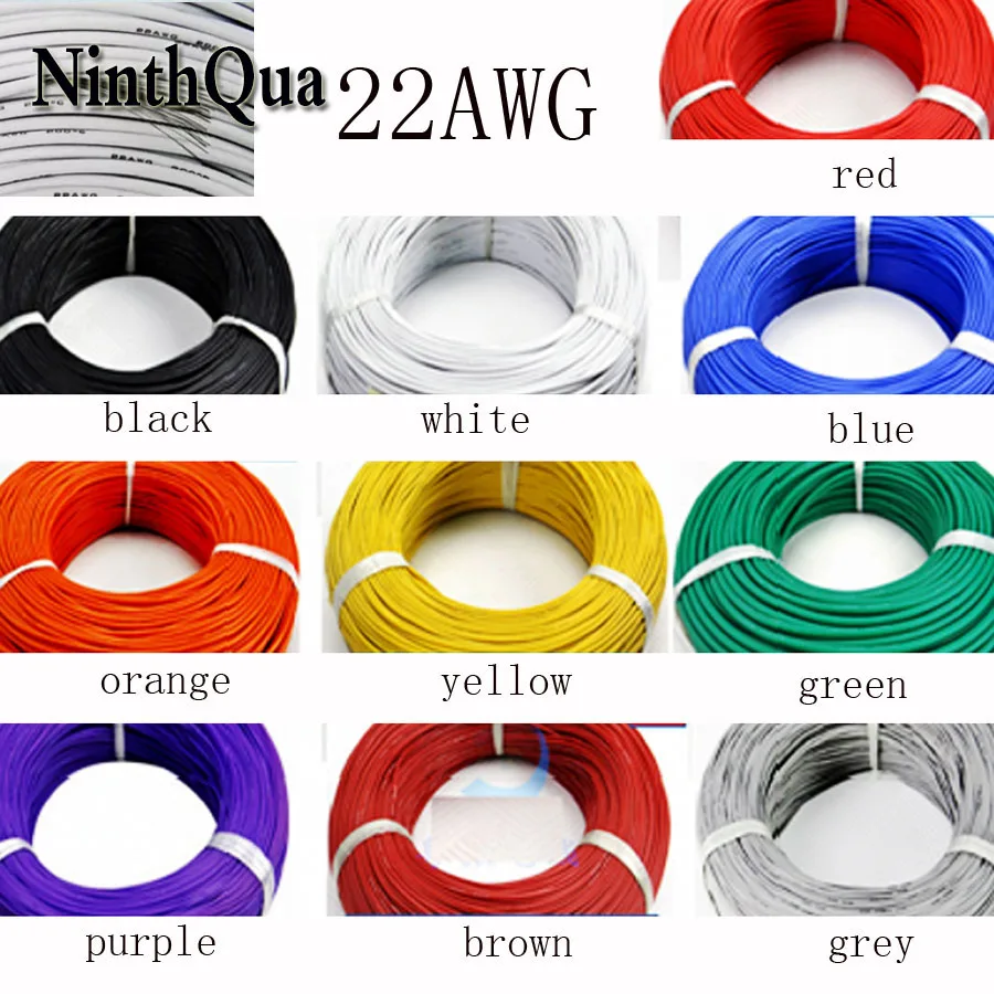 50 метров 22AWG силиконовый провод сверхгибкий кабель 0 3 мм2 высокотемпературный