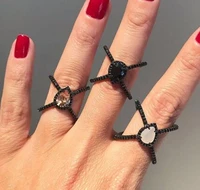 black gold black cubic zirconia cz color elegant women finger rings fashion micro pave criss cross x wedding black ring