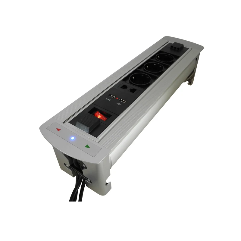 Серебряная электрическая розетка с европейской мощностью и USB зарядным