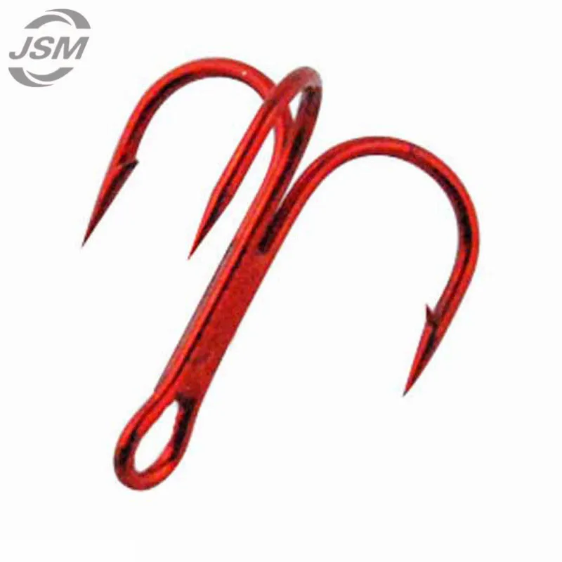 JSM 100 шт. 35647 Высокоуглеродистая сталь тройные рыболовные крючки черные красные
