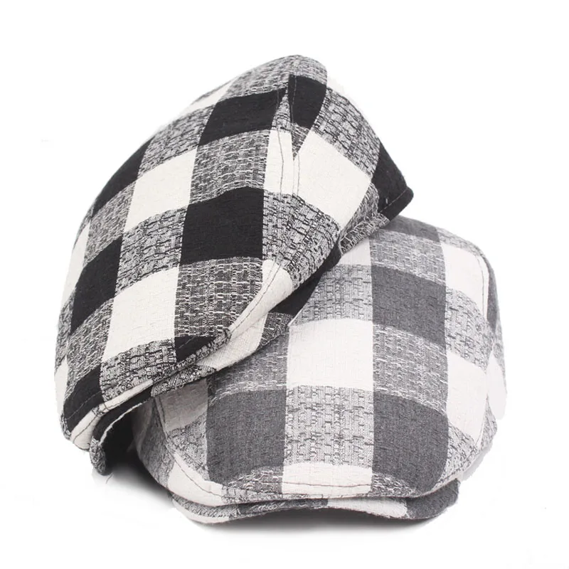 Женский клетчатый берет FS Классический Повседневный хлопковый в стиле унисекс