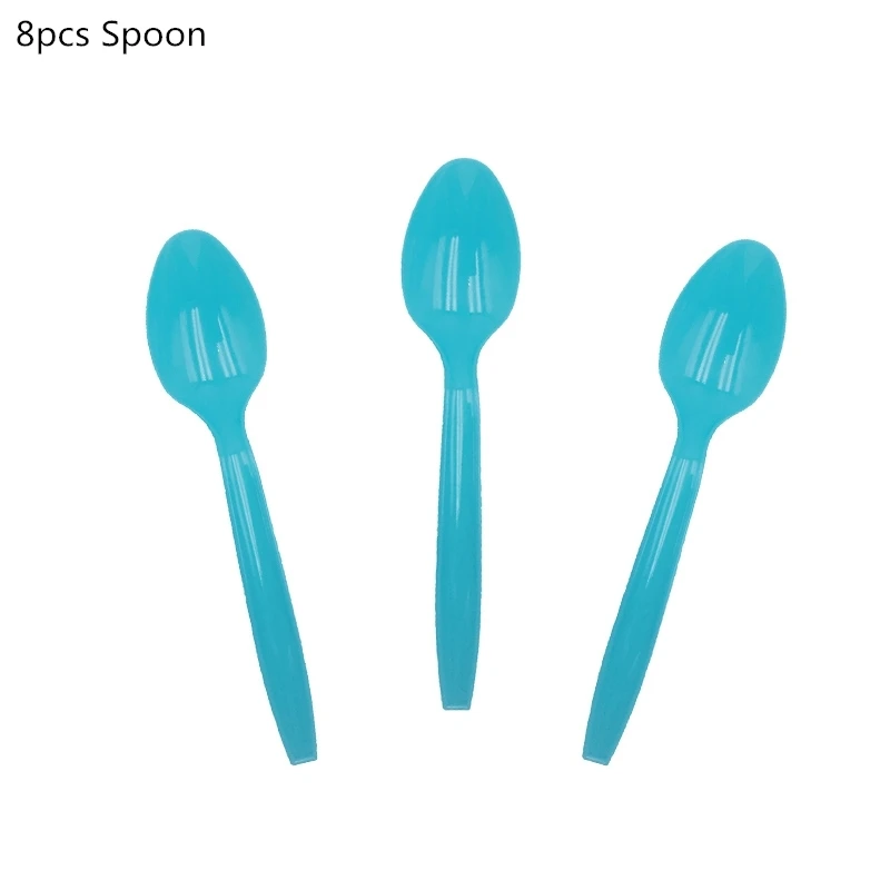 8pcs spoon Одноразовые столовые приборы с рисунком динозавра для вечеринки на день рождения, детские чашки для вечеринки на день рождения, скатерти, вечерние принадлежности с рисунком динозавра - Цвет: 8pcs spoon