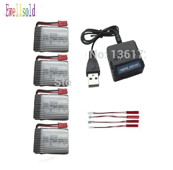 Ewellsold 4 в 1 3 7 V 750mah литий полимерный аккумулятор + зарядное устройство для