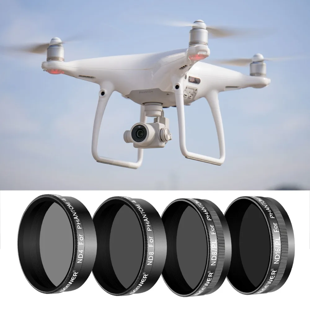 Neewer 4 шт. набор фильтров для объектива квадрокоптера DJI Phantom Pro включает в себя: ND4 +