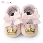 Обувь принцессы для маленьких девочек, Демисезонная обувь из искусственной кожи с милыми бабочками и короной, Нескользящие Детские туфли на мягкой подошве, обувь для детской кроватки