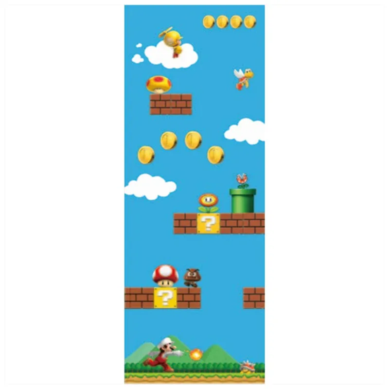 80*215 см мультфильм занавес двери наклейки супер забавные Mario Bros 3d настенная