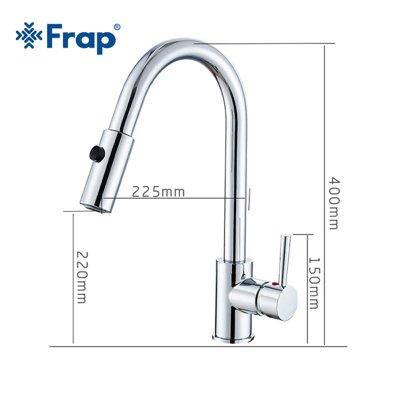 Кухонный Смеситель Frap Y40076 серебристый выдвижной кран из латуни с одной ручкой