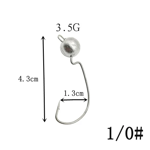 size1-0 5 шт. 1/0#-4/0# офсетный крючок под червя с круглым свинцом грузило рыболовный крючок из высокоуглеродистой стали рукоятка джига крючок Карп Anzol рыболовный крючок - Цвет: size1-0