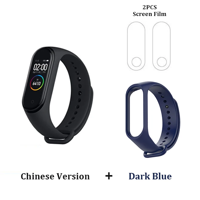 CN Add Filme Strap Xiaomi mi Band 4 умный Браслет mi band 4 цвета AMOLED экран сердечный ритм фитнес музыка Bluetooth 5,0 50 м водонепроницаемый сенсорный экран - Color: CN Add Filme Strap