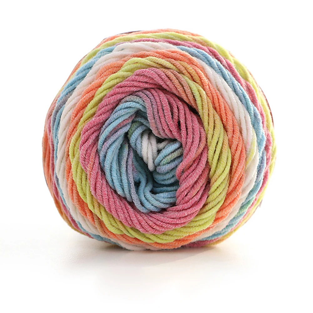 193M 5 Strand Yarn Wool Handmade Scarf Baby Knitted Segment Rainbow Sweater Dyed DIY | Дом и сад