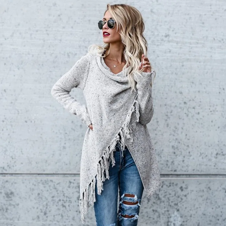 BYUAN Fashion Ladies Sweaters Women Knitted Sweater Outerwear Autumn Winter Irregular Loose Jumpers Sweter Mujer | Женская одежда