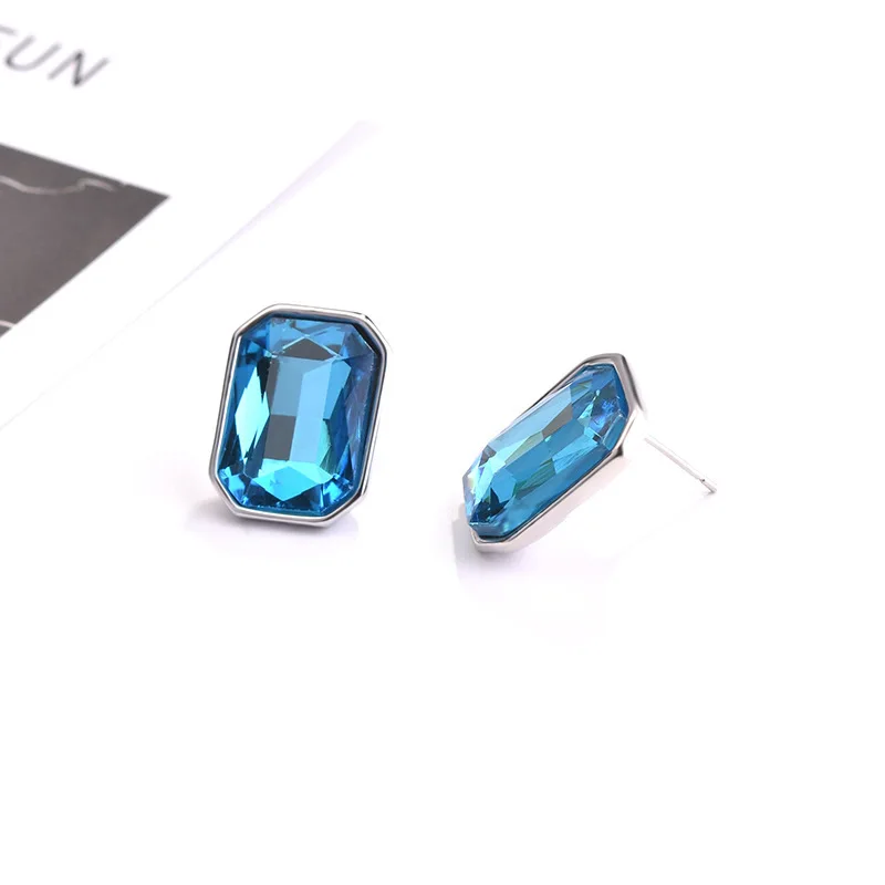 Mosaic Sea Blue Pendant Stud Earrings Set Europe and America Party Engagement Accessories | Украшения и аксессуары