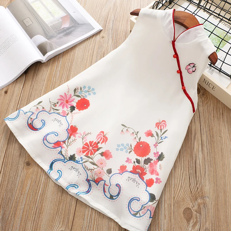 LOVE DD&ampMM Girls Dresses 2022 Summer New Kid's Wear National Wind Three-Dimensional Butterfly Ink Painting Chiffon Dress | Детская
