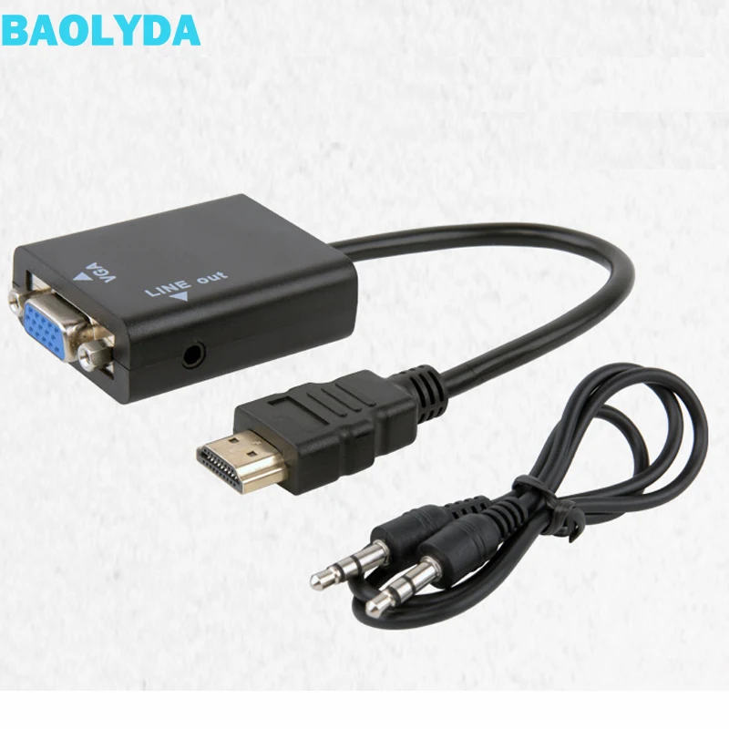 Baolyda адаптер hdmi vga с аудио 3 5 мм HDMI мужчина к VGA Женский до 1080P для ПК ноутбук