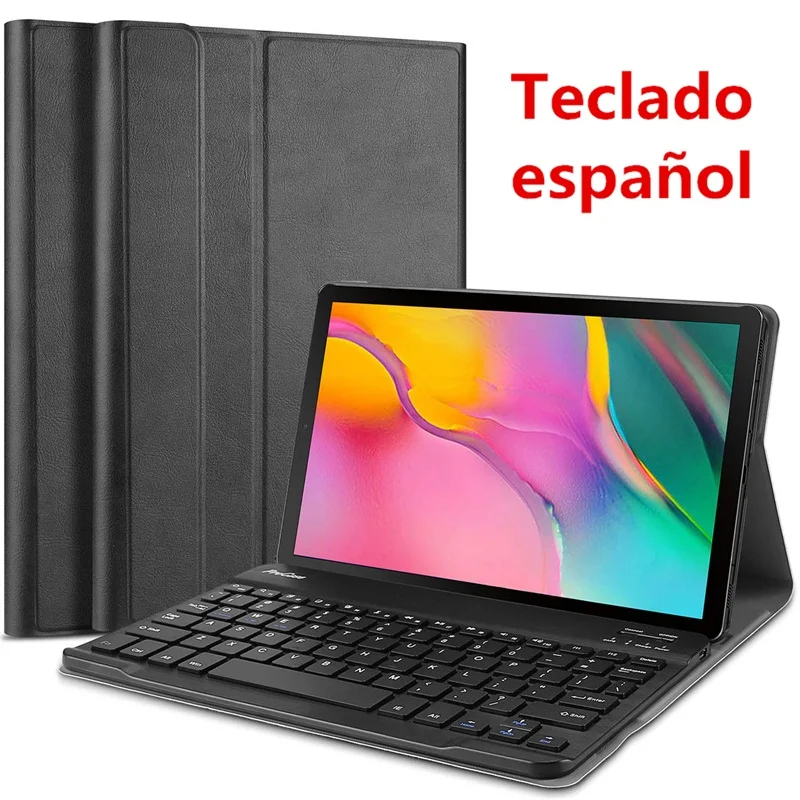 T510-black-Spanish Kemile чехол с испанской клавиатурой для samsung Galaxy Tab A SM-T510 SM-T515 T510 T515 чехол с клавиатурой Съемный чехол для планшета - Цвет: T510-black-Spanish