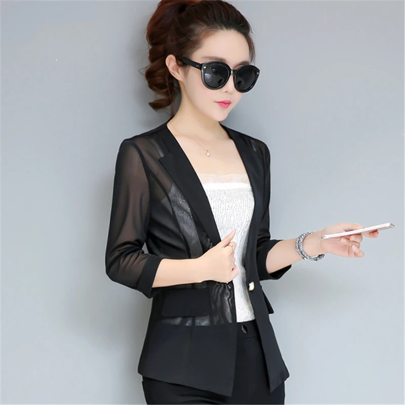 Новинка весна-лето 2020 Тонкий маленький костюм короткий прозрачный женский с