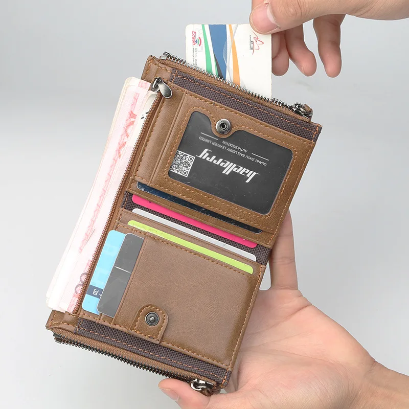 

2018 New Baellerry Men Short Wallets Business Casual Zipper Small Wallet Multi Function Cards Purse Money Bag Carteira Masculina