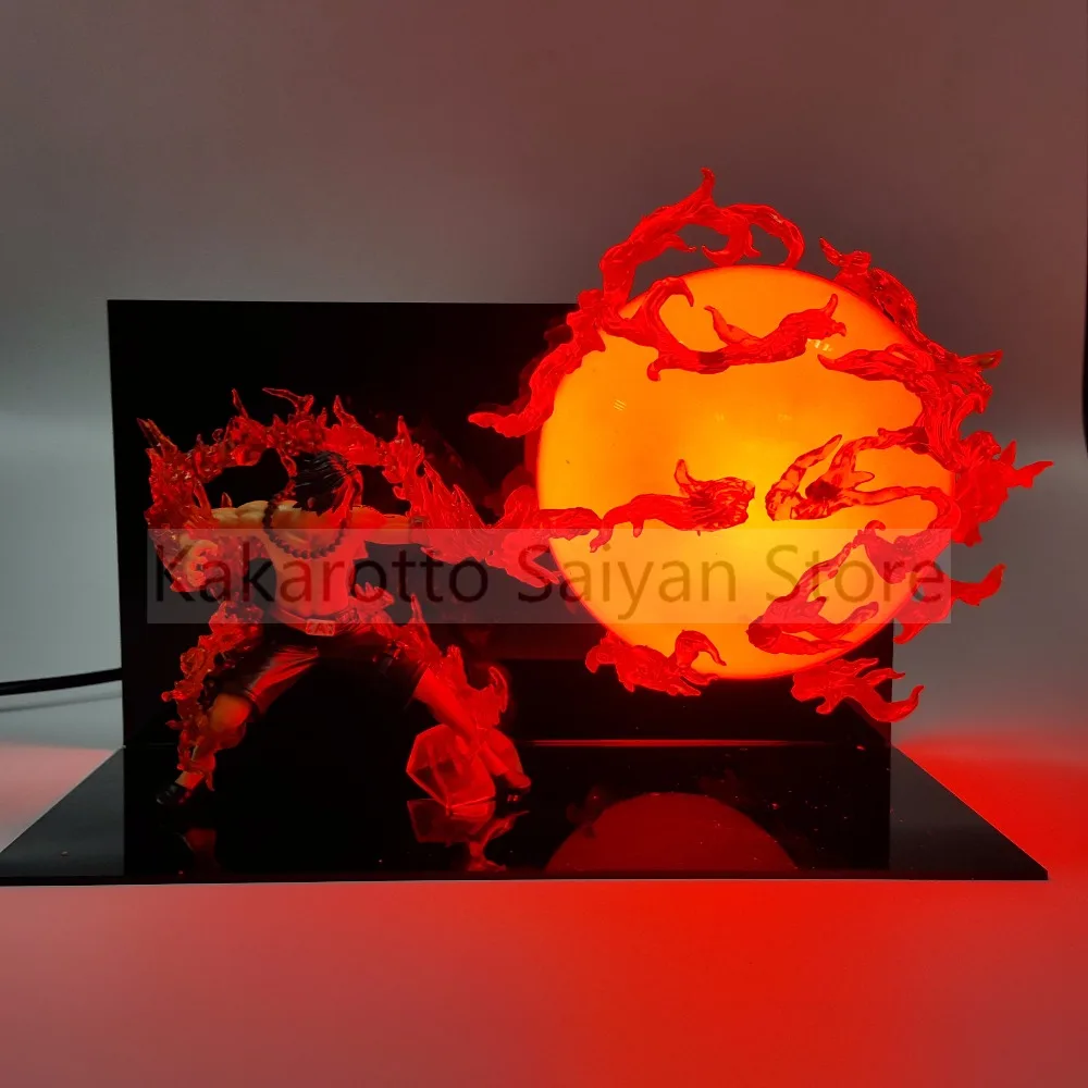 One Piece Ace экшн фигурки огненный кулак DIY Аниме ПВХ фигурка Светодиодная лампа Portgas D