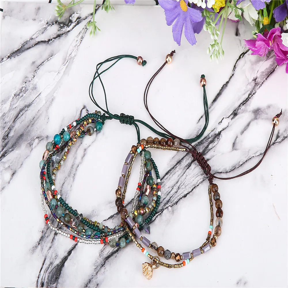 Bohemia Style Thin Beads Bracelet Multi-layer Colors Friendship Boho  Bracelets&Bangles Charm Couple Beach Jewelry For 2018
