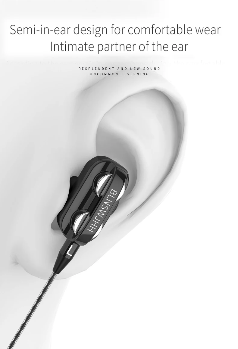 Super Bass in-ear Earphone Dual Unit Stereo Wired earpieces with microphone For Samsung Computer MP3 Smartphone earphones | Электроника