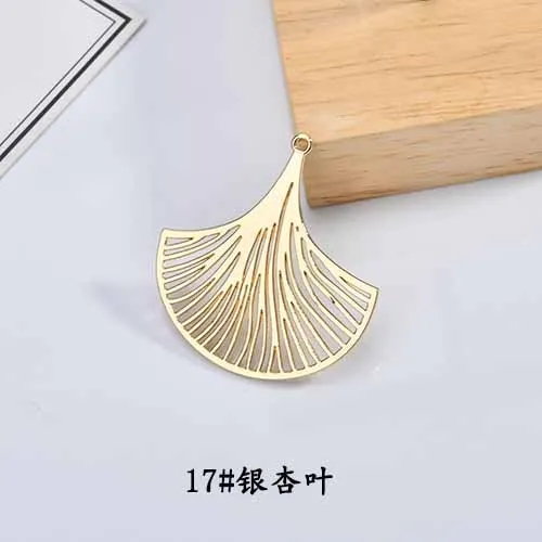 17 DIY ювелирные изделия для ушей, сплав, простые геометрические выдолбленные листья, треугольные круглые серьги, материал, кулон, 6 штук - Цвет: 17