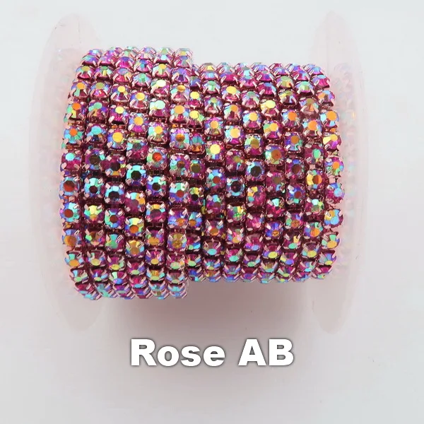 Rose AB 5 ярдов/рулон прозрачный горный хрусталь цепь шампанское золото база коготь 2 мм 2,5 2,8 3 4 высокой плотности пришить клей на отделкой аксессуар - Цвет: Rose AB