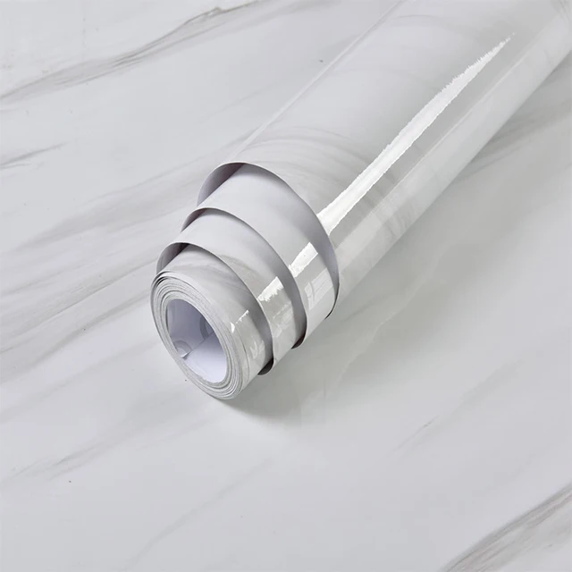 Marble Jazz White Разноцветные глянцевые обои ПВХ самоклеющиеся мраморные настенные Стикеры для гостиной настенный Декор кухонный шкаф стол водостойкая наклейка - Цвет: Marble Jazz White