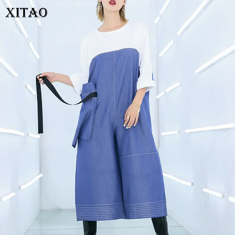 [XITAO] Весна Лето 2019 Женские Новые комбинезоны Европа мода с коротким рукавом