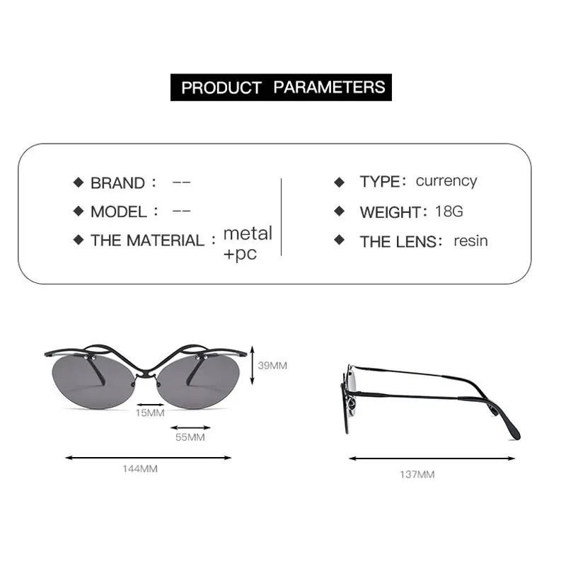 Солнцезащитные очки без оправы для мужчин и женщин 23028DF винтажные аксессуары в