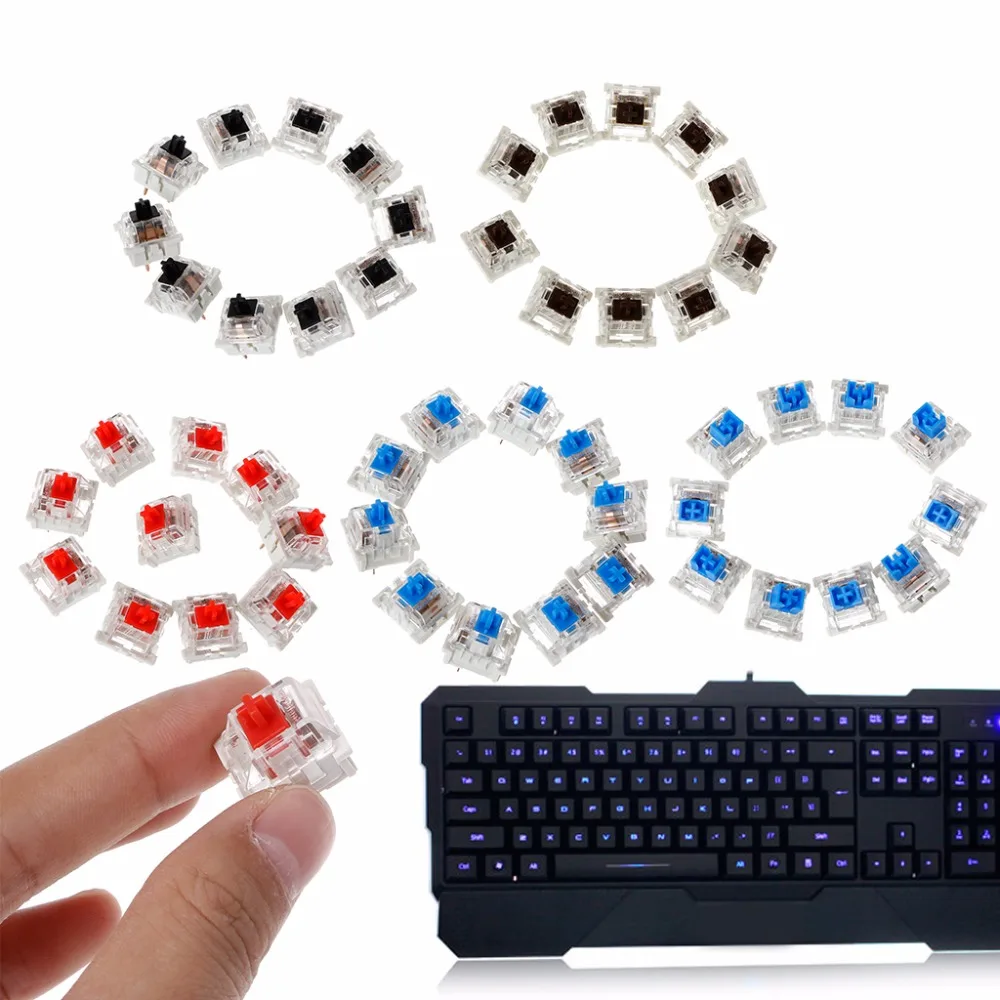 

10Pcs 3 Pin Mechanical Keyboard Switch Blue/Red/Black/Brown Replacement For Gateron Cherry MX Switch Keyboard C26