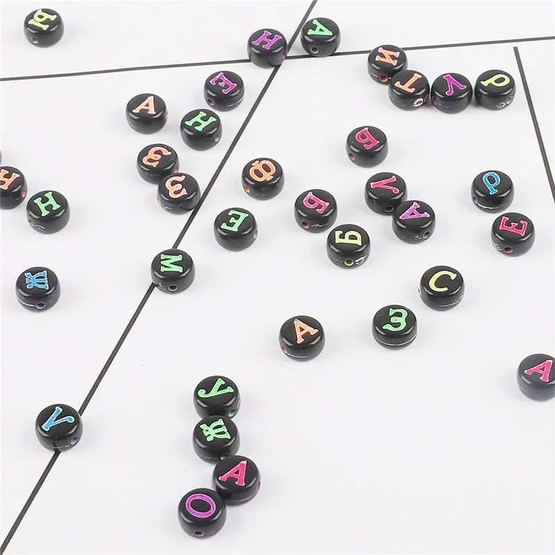 Акриловые Квадратные бусины с русским алфавитом 100 шт./лот 4 х 7 мм 6 для