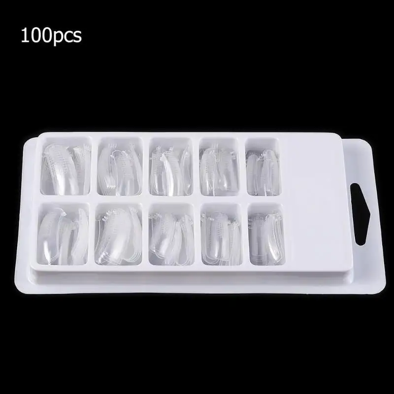 20/100pcs Gel False Nail Tips Clear Cover Acrylic Mold Mixed Size Nails with Scale Tool Crystal Extension | Красота и здоровье