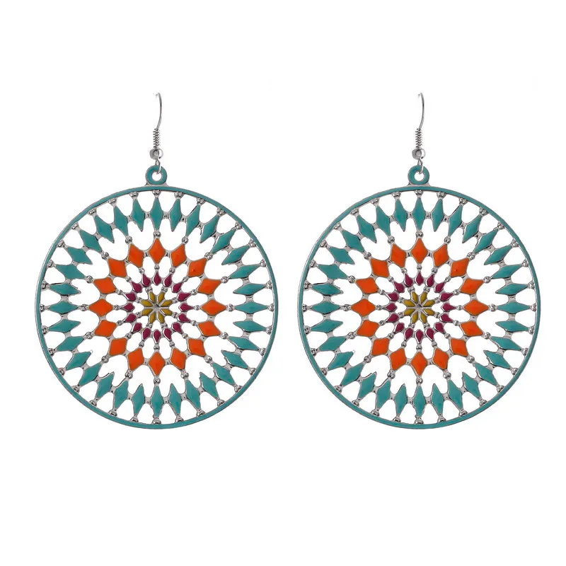 enamel Новинка, серьги с эмалью в форме эллипса, красные серьги для женщин, Длинные геометрические уникальные большие серьги, ювелирные изделия, Букле д 'ореиль Femme - Окраска металла: enamel
