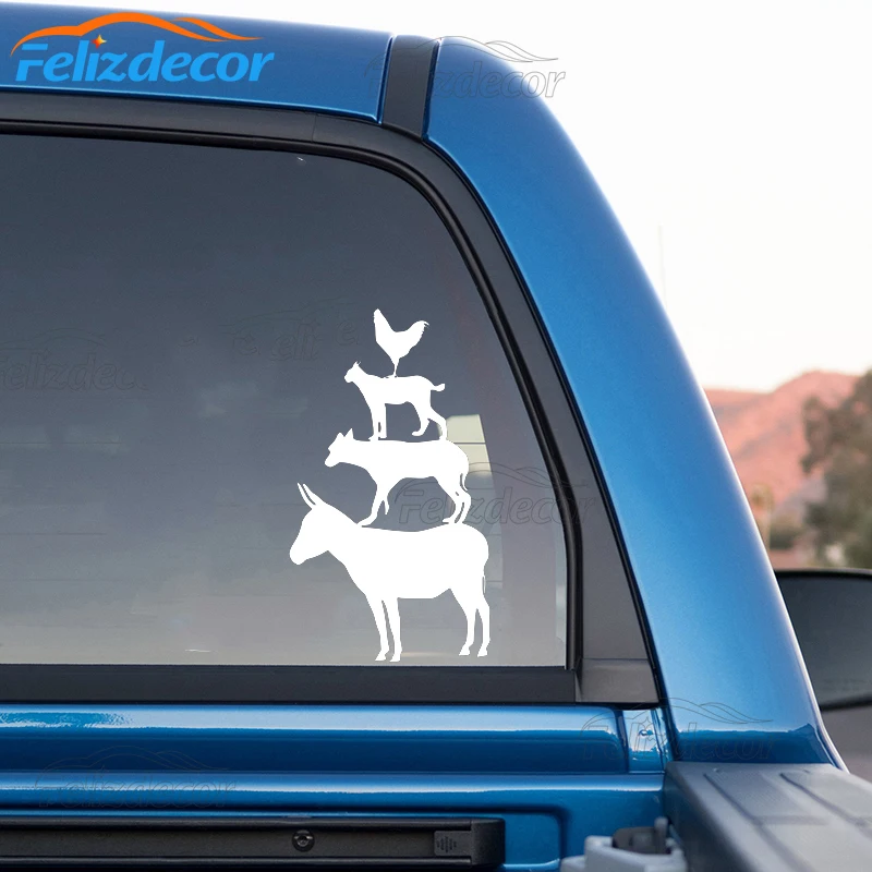 Высокий стикер 15*26 см автомобильная наклейка с изображением четырех животных