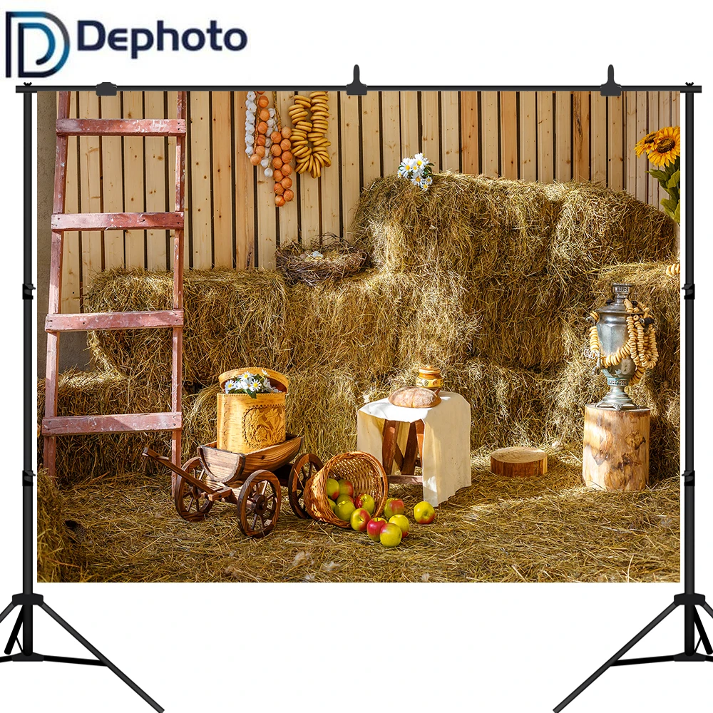 Dephoto Haystack Осенняя ферма фотография Фон природные пейзажи Сельский Урожай сезон