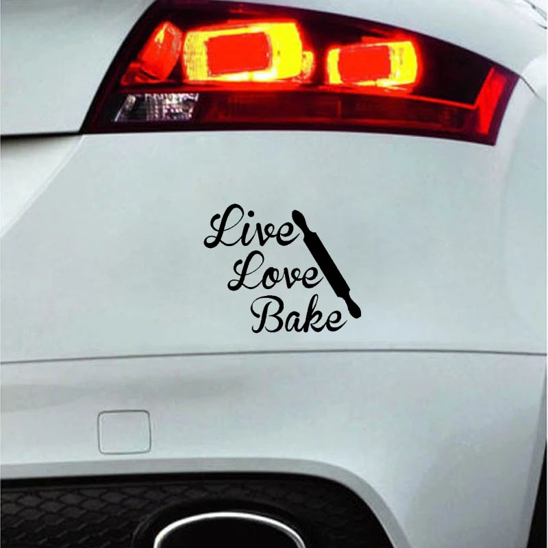 

YJZT 13.6CM*11.5CM Fun Live Love Bake Vinyl Decal Black Silver Car Sticker Waterproof C11-1422