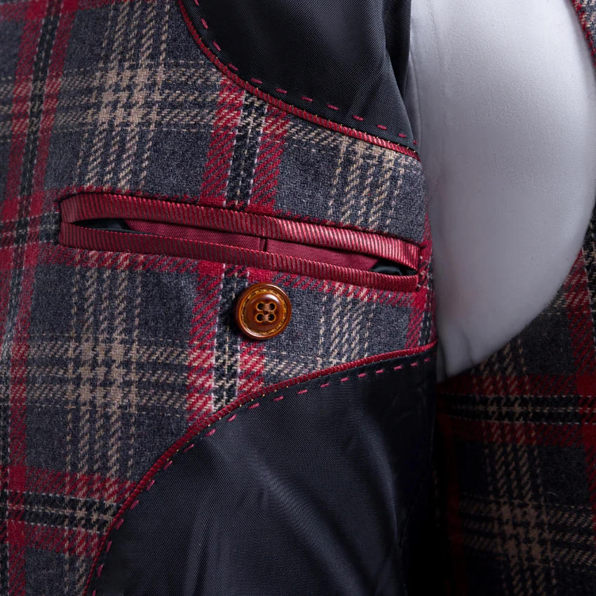 Новый шерстяной клетчатый костюм на свадьбу 2 кнопки смокинги для жениха