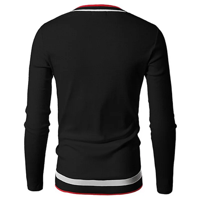 Брендовая мужская футболка новинка 2016 длинный рукав облегающая v-образный вырез
