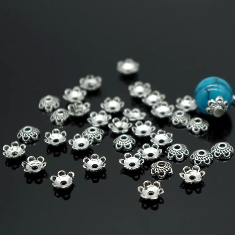 Металлические колпачки из бусин 300 шт. цветные посеребренные 5 мм|metal bead caps|bead