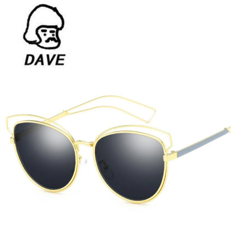

DAVE Retro Cat Eye Sunglasses Women Brand Designer Sun Glasses Ladies For Female Vintage Coating Mirror Eyewear UV400