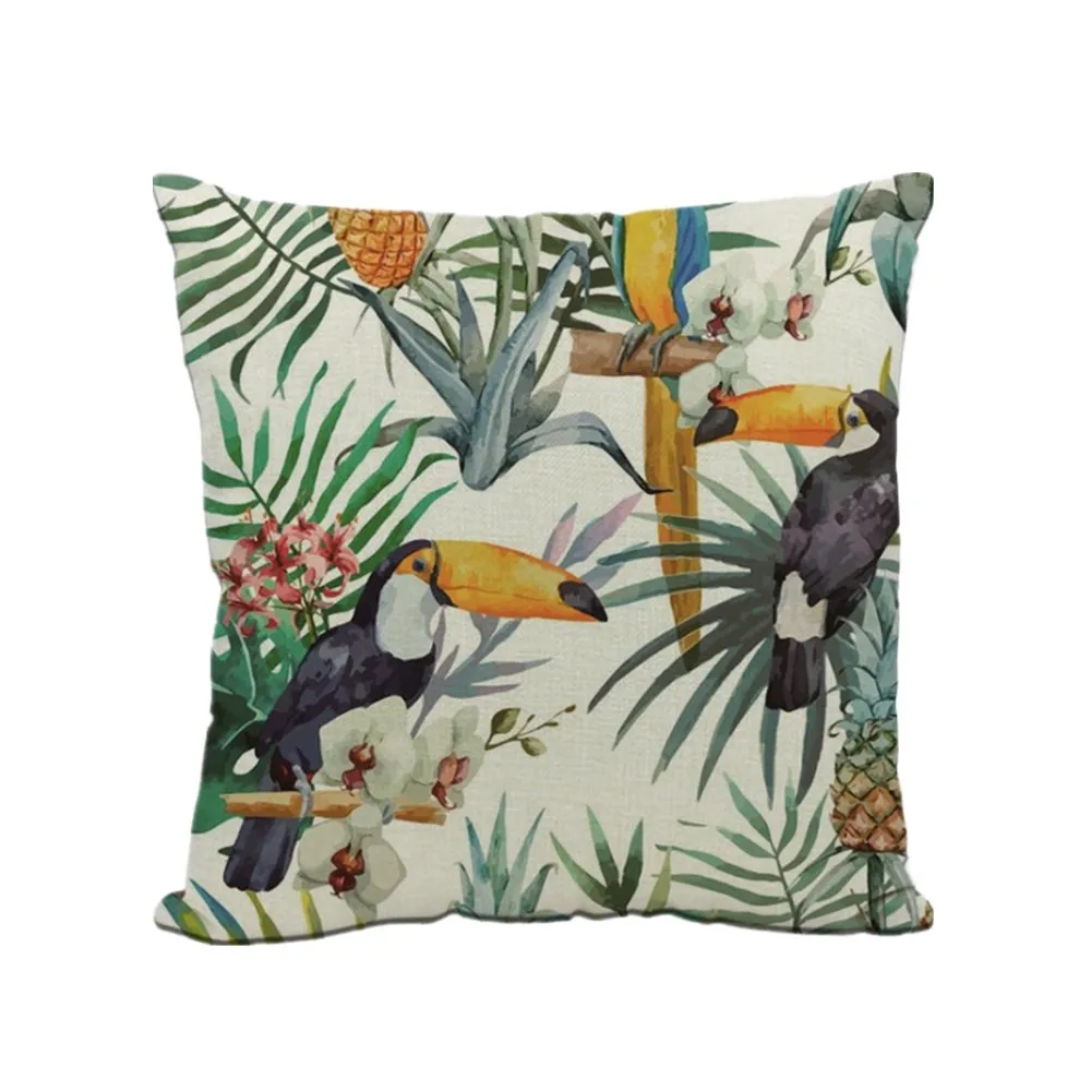 Новинка 2019 модный льняной чехол для подушки милый мультяшный Кот попугай принт