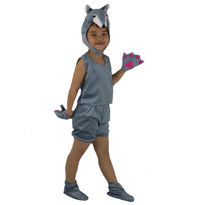 Summer Short Animals Gray Wolf Costume For Kids Boy Girl Cosplay Costumes Birthday Children's Day Party Purim Halloween|wolf costume|boys costumes