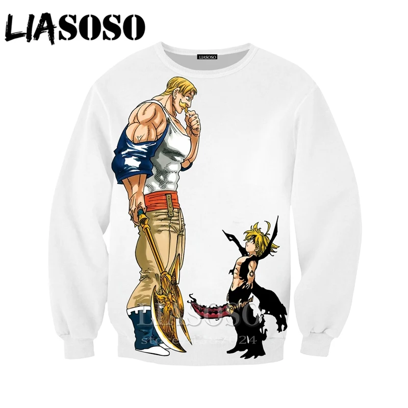 LIASOSO аниме Женская мода Nanatsu No Taizai The Seven Deadly Sins 3D печать футболка/толстовки рубашки