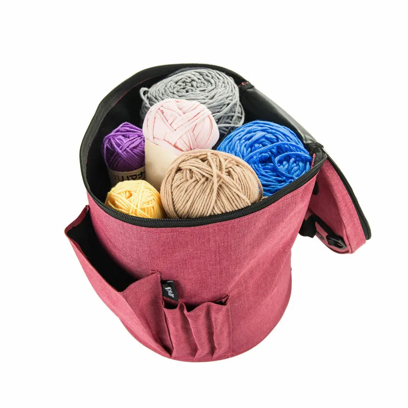 Для женщин однотонные Вязание шерстяная сумка для хранения, для дома леди большой Ёмкость Вязание инструмент для вязания крючком Портативн...