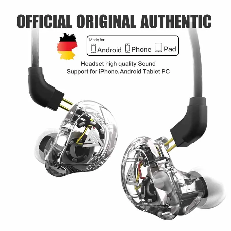 Original QKZ VK1 4DD In Ear Earphone HIFI DJ Monito running Sport earphones Earplug Headset Earbuds PK trn v80 V20 kz zs10 zst |