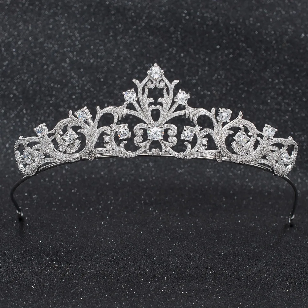 

2019 New Crystals CZ Cubic Zirconia Wedding Bridal Tiara Diadem Crown Women Prom Hair Jewelry Accessories CH10256
