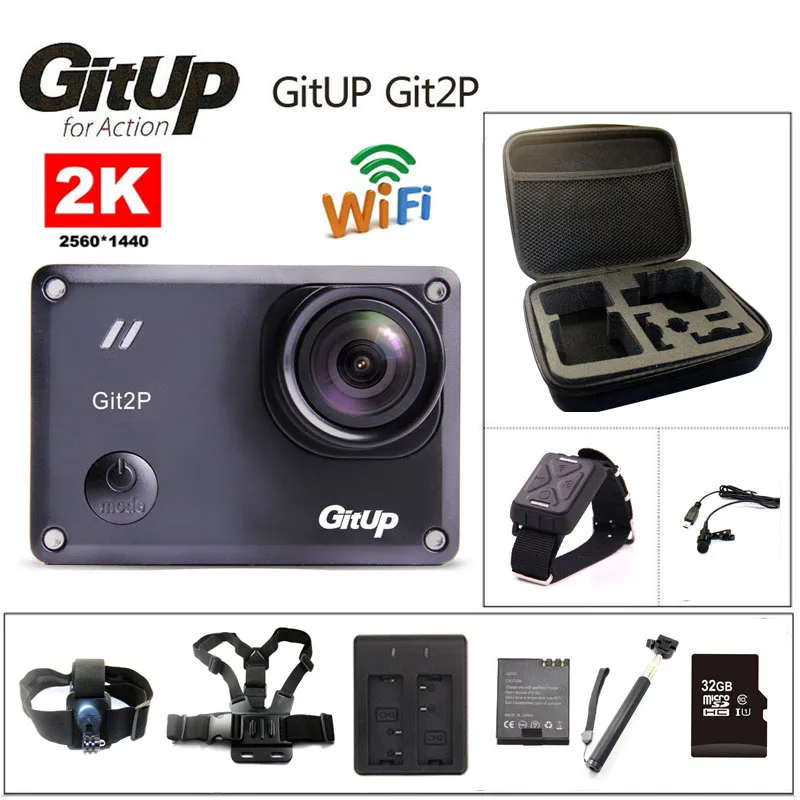 Экшн-камера Оригинальная GitUp Git2P Novatek 96660 с дистанционным управлением Ultra HD 2K WiFi 1080P 60fps go Водонепроницаемая pro Git2 P камера