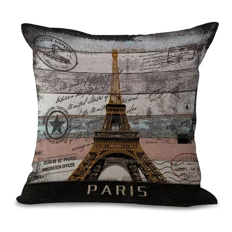 Винтаж Лондон Париж Москва в римском стиле здание для подушек из хлопка и льна